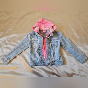 Hello Kitty Light Blue Denim Jacket with Pink Hood 4T